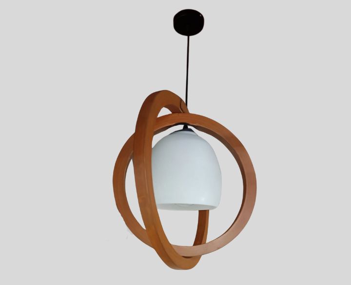 LED Hanging Light Wood Glass Round (HL67) 